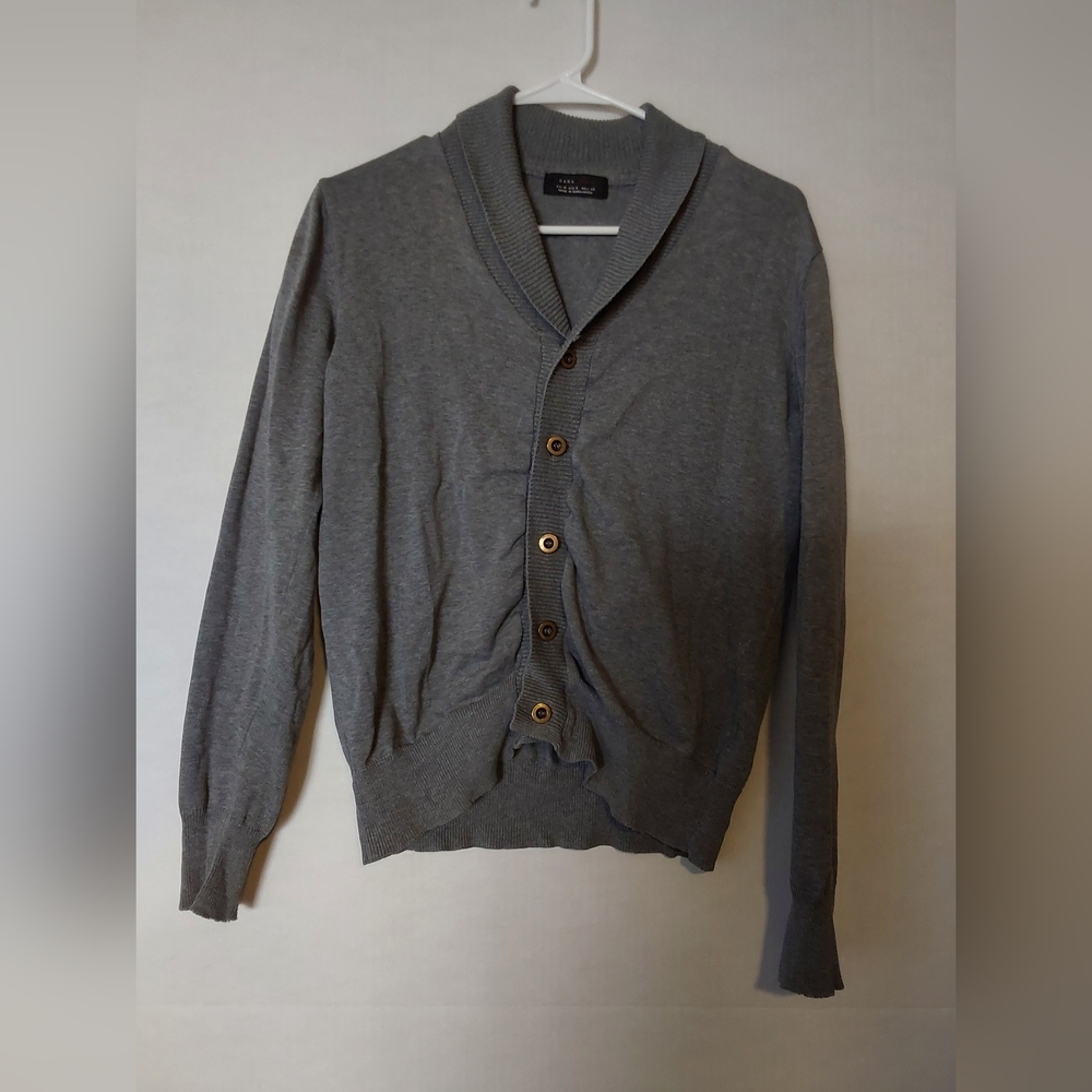 Zara Man Cardigan, Men's Gray Zara Cardigan size Medium